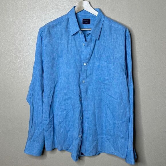 UNTUCKit Other - Untuckit Shirt Mens XXL Teal Blue Button Up Long Sleeve Linen Pocket Casual
